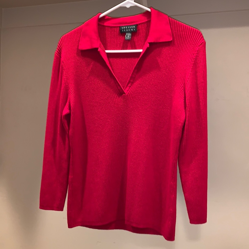 Spenser Jeremy Red V Neck Sweater